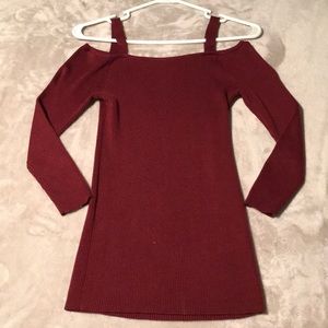 Maroon Sweater Blouse off the shoulder